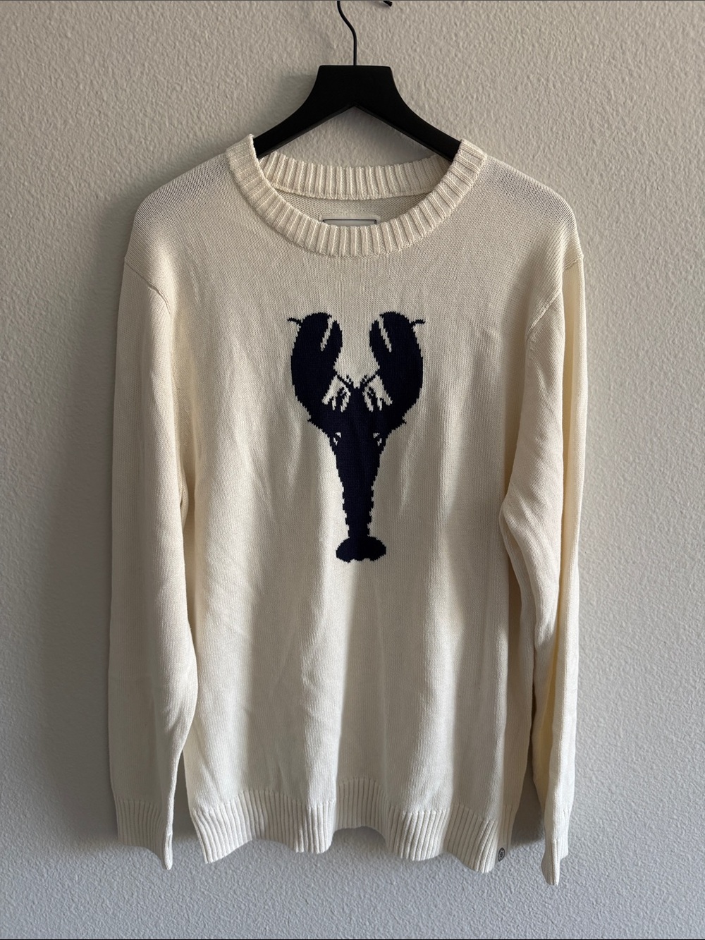 Cream Navy Lobster Graphic Crewneck Sweater NWT | XL